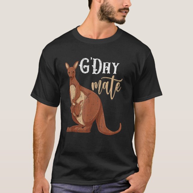 Aussie Zoo Animal Australia G Day Mate Kangaroo T Shirt (Framsida)