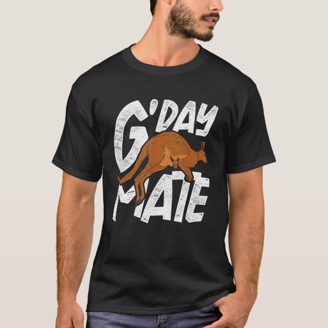Aussie Zoo Animal G Day Mate Australia Kangaroo T Shirt (Framsida)