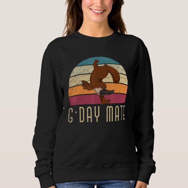 Aussie Zoo Animal Retro Platypus G Day Mate Austr T Shirt (Framsida)