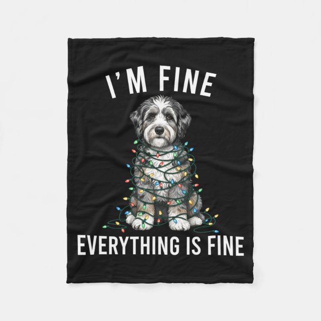 Aussiedoodle Christmas I'm Fine Everything Is Fine Fleecefilt (Framsidan)