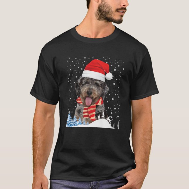 Aussiedoodle Hund Ugly jul Söttomten Hat T Shirt (Framsida)