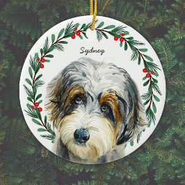 Aussiedoodle Julfrö Personlig Julgransprydnad Keramik