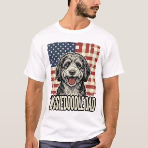 Aussiedoodle Pappa Patriotisk Vintage Hund Tröja D