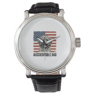 Aussiedoodle Pappa Patriotisk Vintage Hund Tröja D Armbandsur