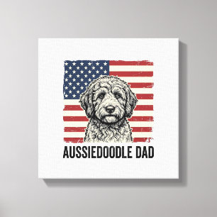 Aussiedoodle Pappa Patriotisk Vintage Hund Tröja D Canvastryck