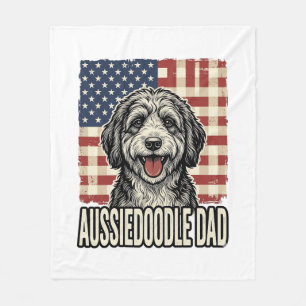 Aussiedoodle Pappa Patriotisk Vintage Hund Tröja D Fleecefilt