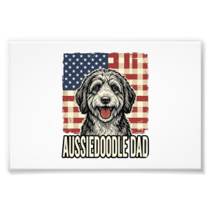 Aussiedoodle Pappa Patriotisk Vintage Hund Tröja D Fototryck