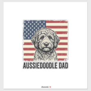 Aussiedoodle Pappa Patriotisk Vintage Hund Tröja D Klistermärken