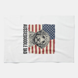 Aussiedoodle Pappa Patriotisk Vintage Hund Tröja D Kökshandduk