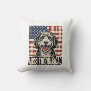 Aussiedoodle Pappa Patriotisk Vintage Hund Tröja D Kudde