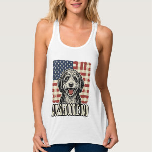 Aussiedoodle Pappa Patriotisk Vintage Hund Tröja D Linne Med Racerback