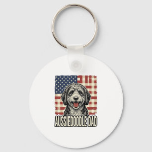 Aussiedoodle Pappa Patriotisk Vintage Hund Tröja D Nyckelring