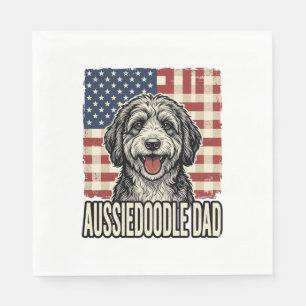 Aussiedoodle Pappa Patriotisk Vintage Hund Tröja D Pappersservett