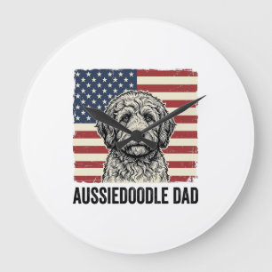 Aussiedoodle Pappa Patriotisk Vintage Hund Tröja D Stor Klocka