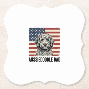 Aussiedoodle Pappa Patriotisk Vintage Hund Tröja D Underlägg Papper