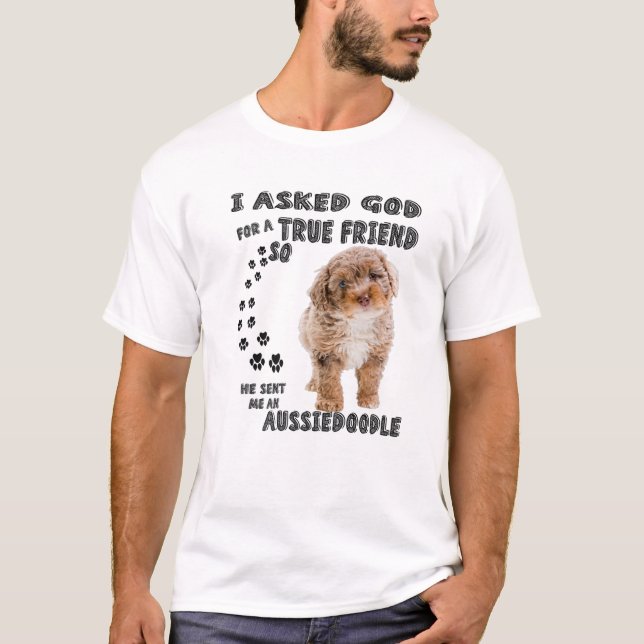 Aussiedoodle Quote Mamma, Aussiepoo Pappa, Cute Au T Shirt (Framsida)