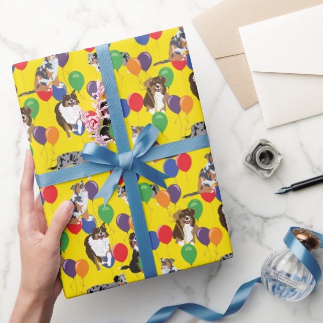 Aussies Australian Shelpherds och Party Balloons Presentpapper (Gifting)