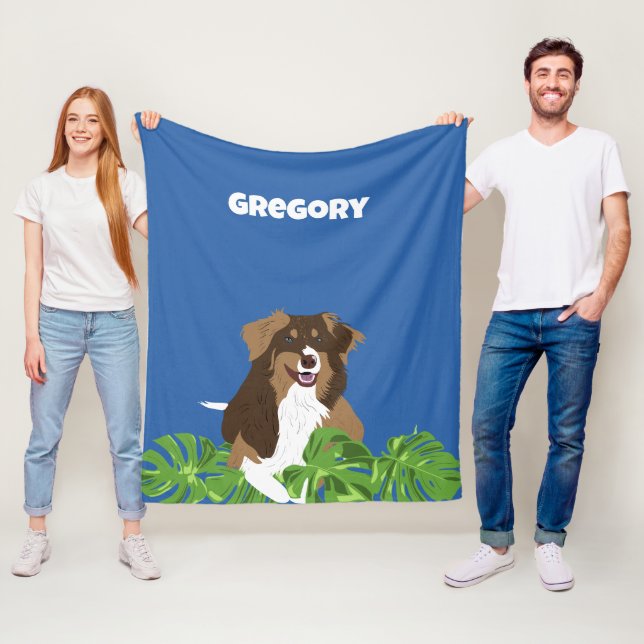 Aussies Australian shepherd Hundar Tropical Löv Fleecefilt (På plats)