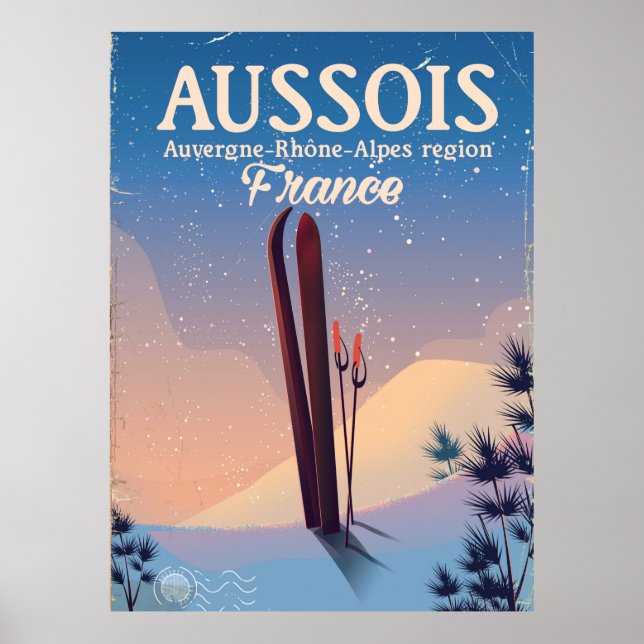 Aussois Auvergne-Rhône-Alpes Frankrike ski poster (Framsidan)