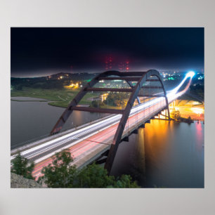 Austin 360 Pennybacker Bridge på natten Poster
