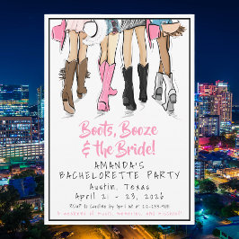 Austin Bachelorette Party Boots & Besties Inbjudningar