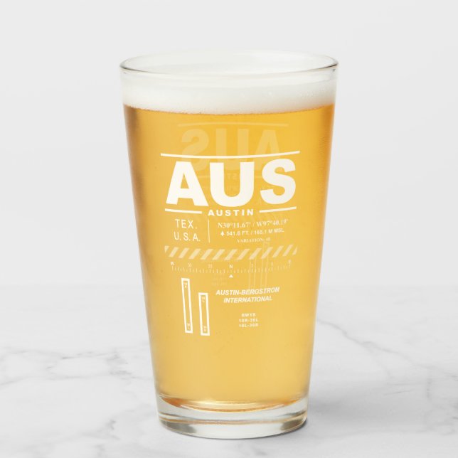 Austin-Bergstrom International Airport AUS Glaskopp (Framsida fylld)