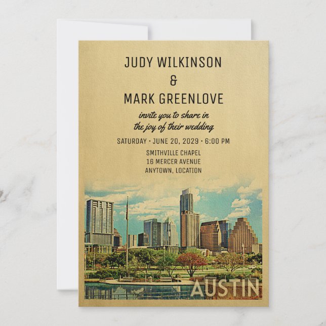 Austin bröllopsinbjudan Texas Inbjudningar (Framsida)