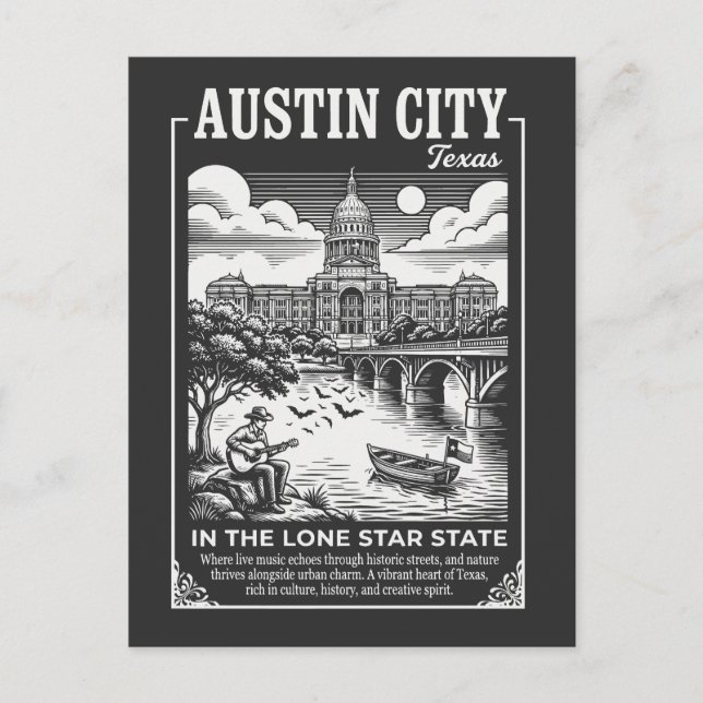 Austin City Texas i Lone Star State Vykort (Framsida)