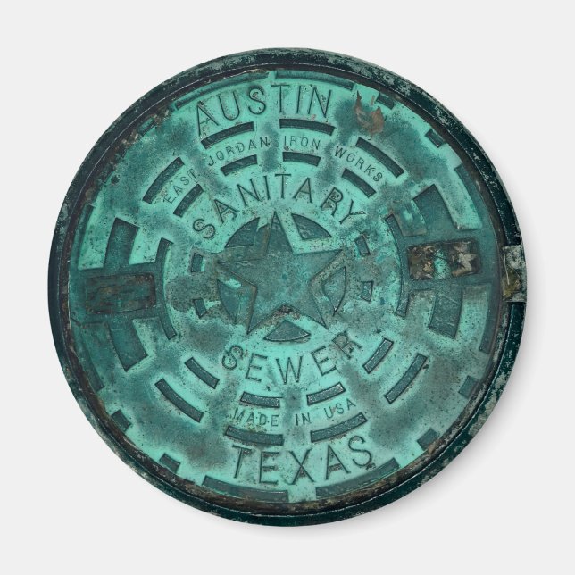 Austin City Texas Manhole Cover Magnet (Framsidan)