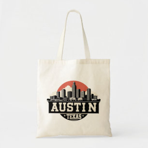 Austin City Texas Siluett Retro Svart & Vitt Konst Tygkasse