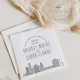 Austin Deco Skyline Bröllop Event Napkins Pappersservett
