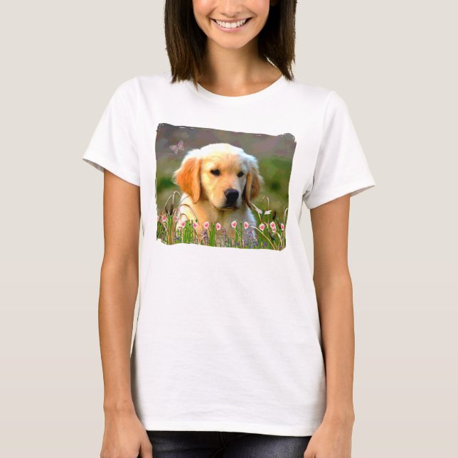 Austin den guld- Labradoren Tee Shirt (Framsida)