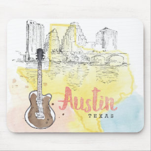 Austin den Texas vattenfärgen skissar Musmatta