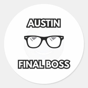 Austin Final Boss Cool Emoji Runt Klistermärke