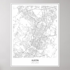 Austin, Förenade Stater-Karta Poster