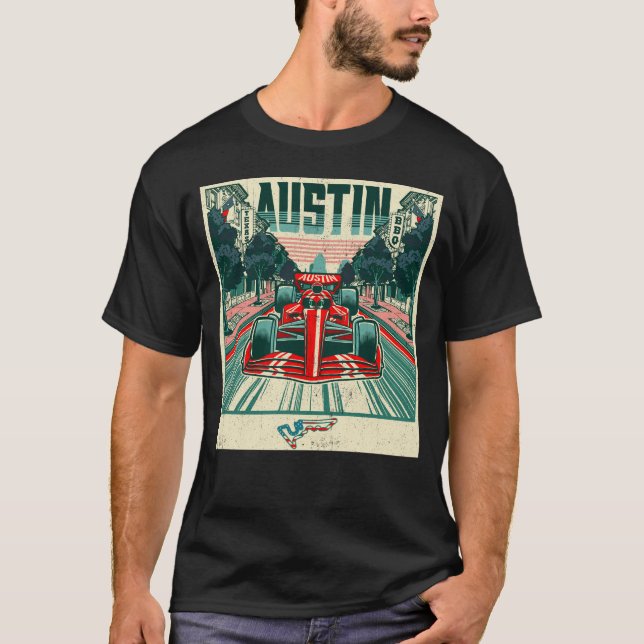 Austin Formula Tävla Austin Tävling Formel Tävla T Shirt (Framsida)