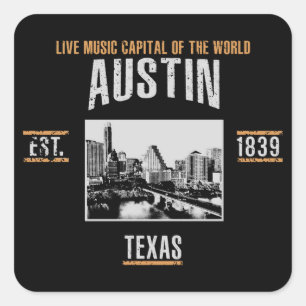 Austin Fyrkantigt Klistermärke