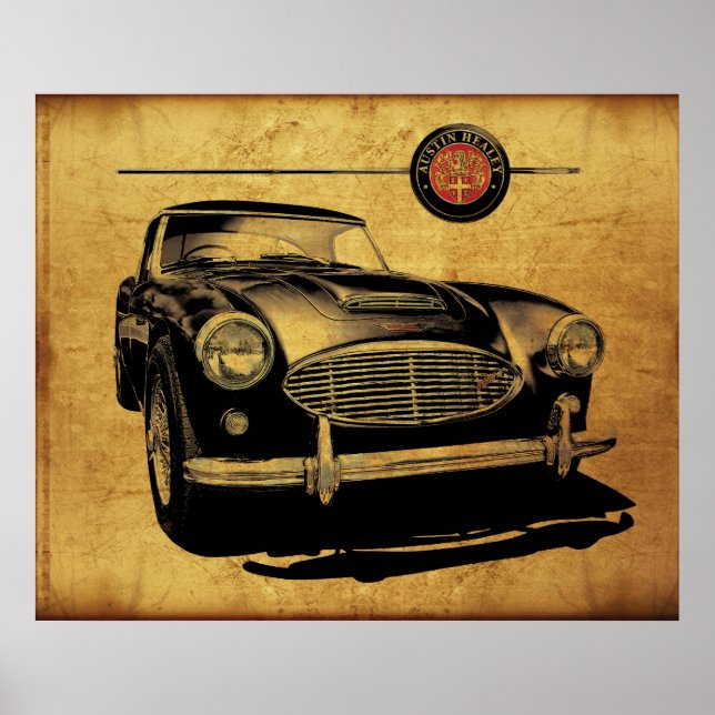 Austin Healey 3000 Black Poster (Framsidan)