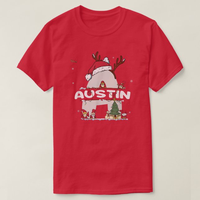 Austin jul i Austin Namn för roligt Julafton T Shirt (Design framsida)