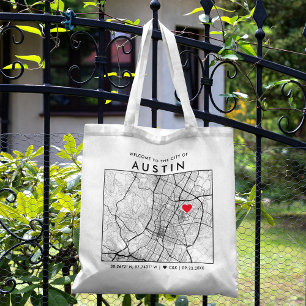 Austin Kärlek Locator City Karta Bröllop Välkomm Tygkasse