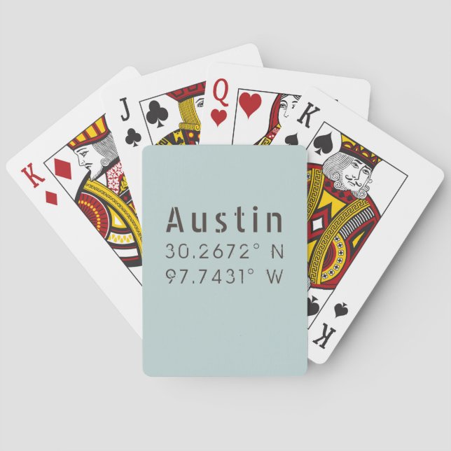 Austin Latitude Longitud Casinokort (Baksidan)