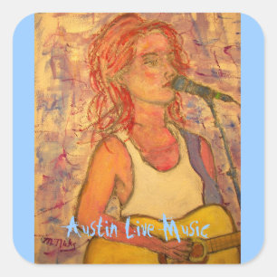 Austin Live Music Fyrkantigt Klistermärke