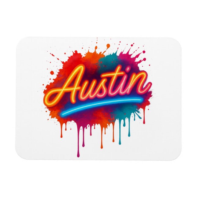 Austin Neon Street Art och Poster design Magnet (Horisontell)