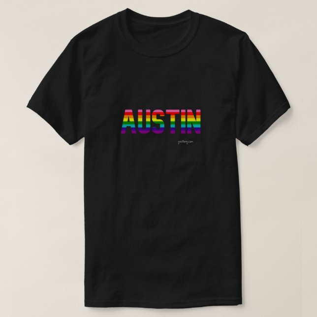 Austin Pride T Shirt | Regnbåge Flagga (Design framsida)