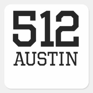 Austin riktnummer 512 fyrkantigt klistermärke