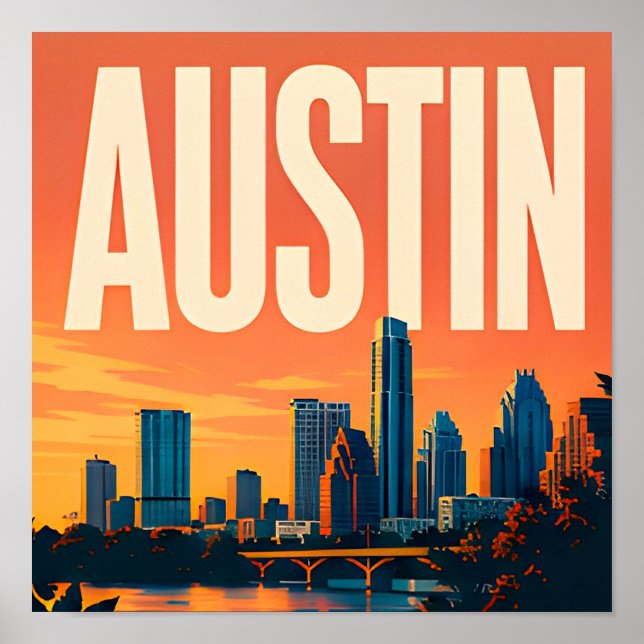 Austin Riverfront Texas Capitol Poster (Framsidan)