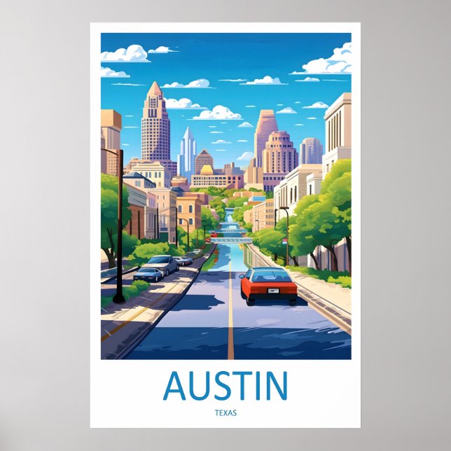 Austin Ski National Vintage Affisch Park Resa (Framsidan)