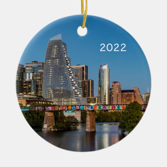 Austin Skyline Day & Dusk, Texas Ornament (Framsidan)