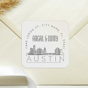 Austin Skyline Förpackad kuvertförsegling Fyrkantigt Klistermärke