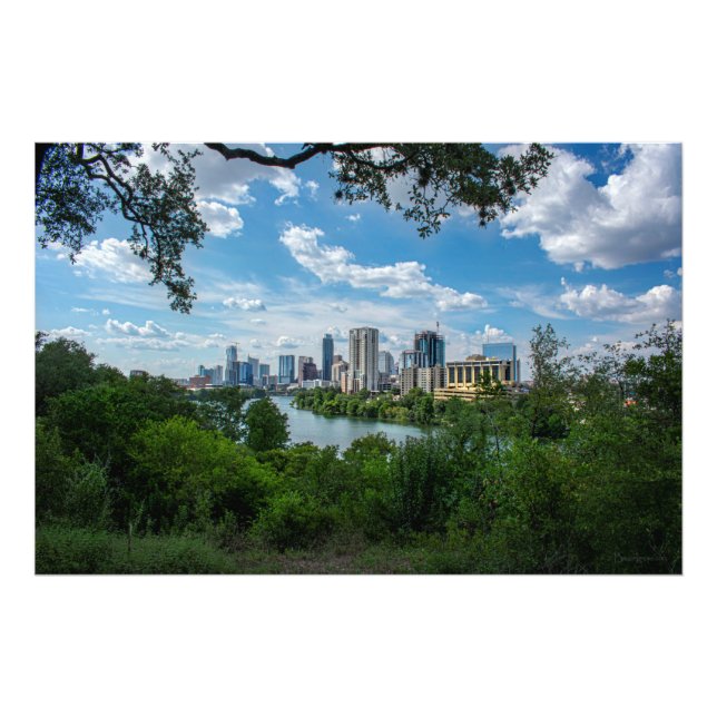 Austin Skyline från Norwood- Austin Texas Fototryck (Framsidan)